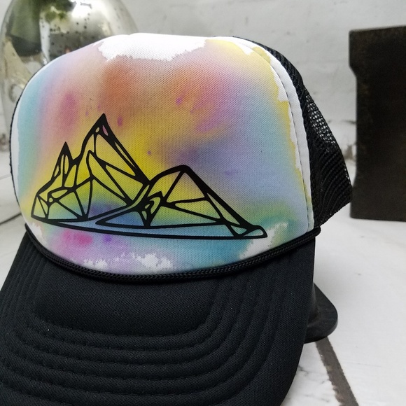 Watercolor Mountain Trucker Hat - Picture 3 of 3